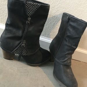 Mid calf black boots